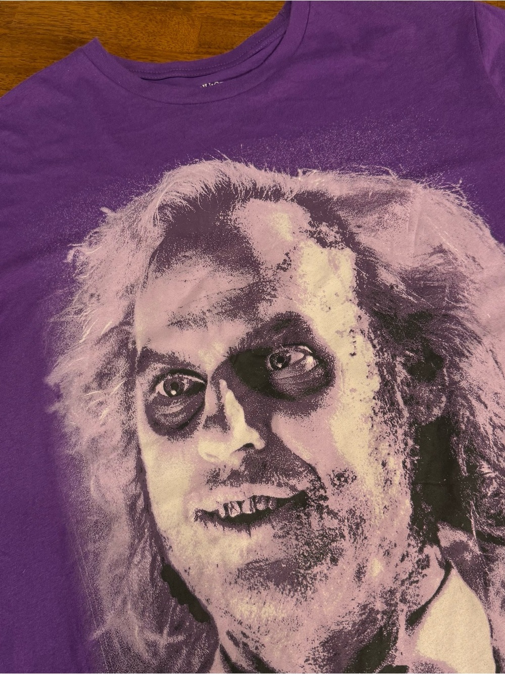 Men's Purple Beetlejuice Graphic Crew Neck T-Shirt with Portrait Print